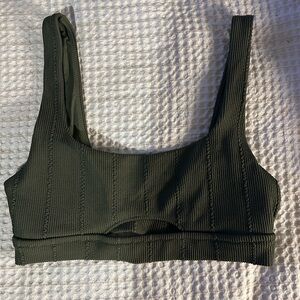 Aerie Olive Ribbed Bikini Top